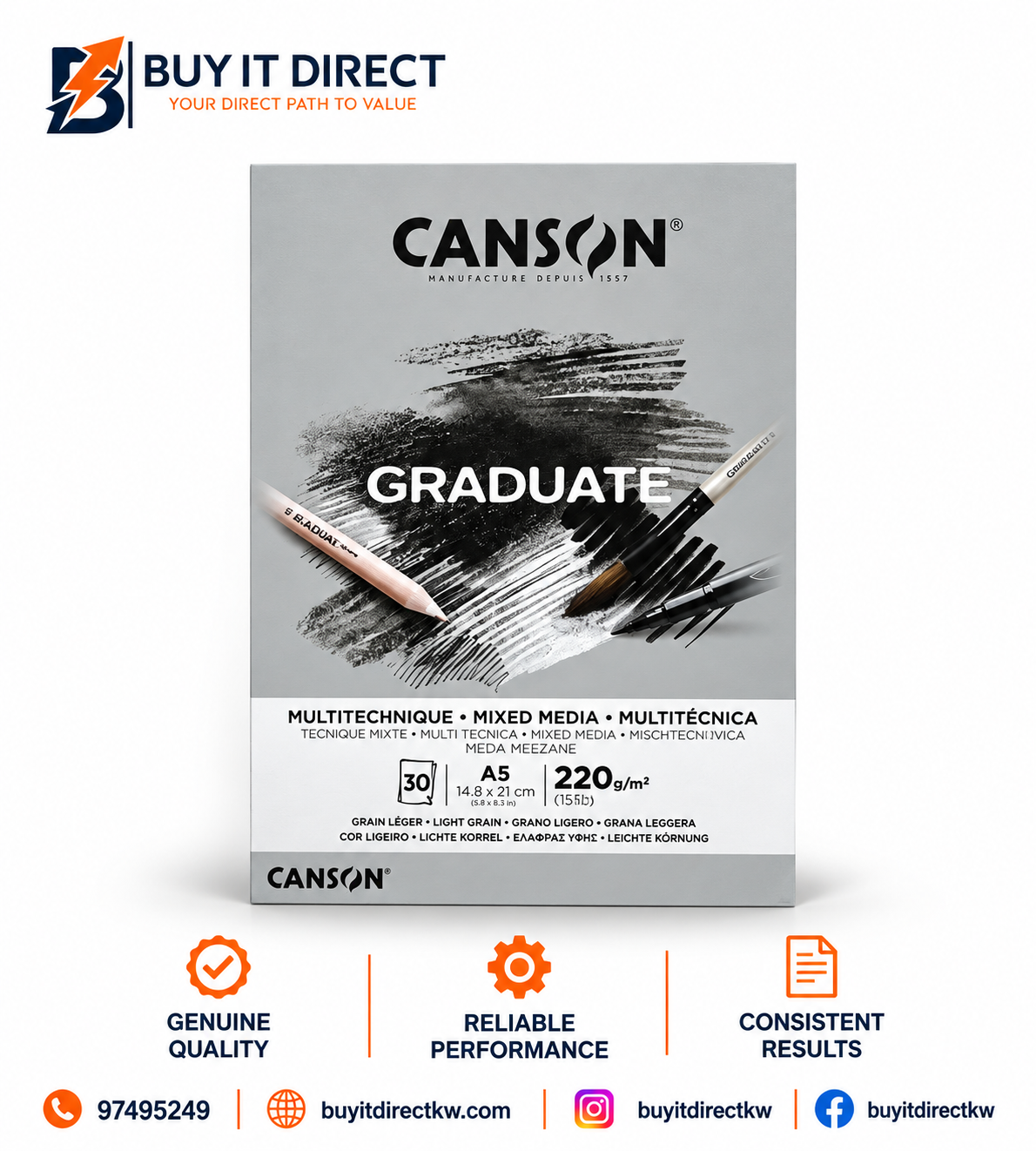 Canson Graduate Multitechnique Paper 220 gsm