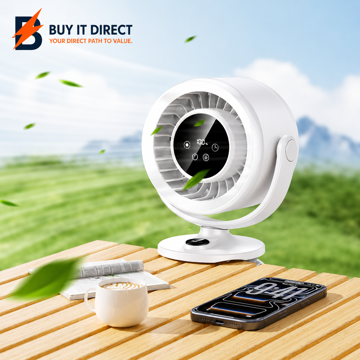 Hoco HX608 3 in 1 Automatic Rotating Clip Table Fan