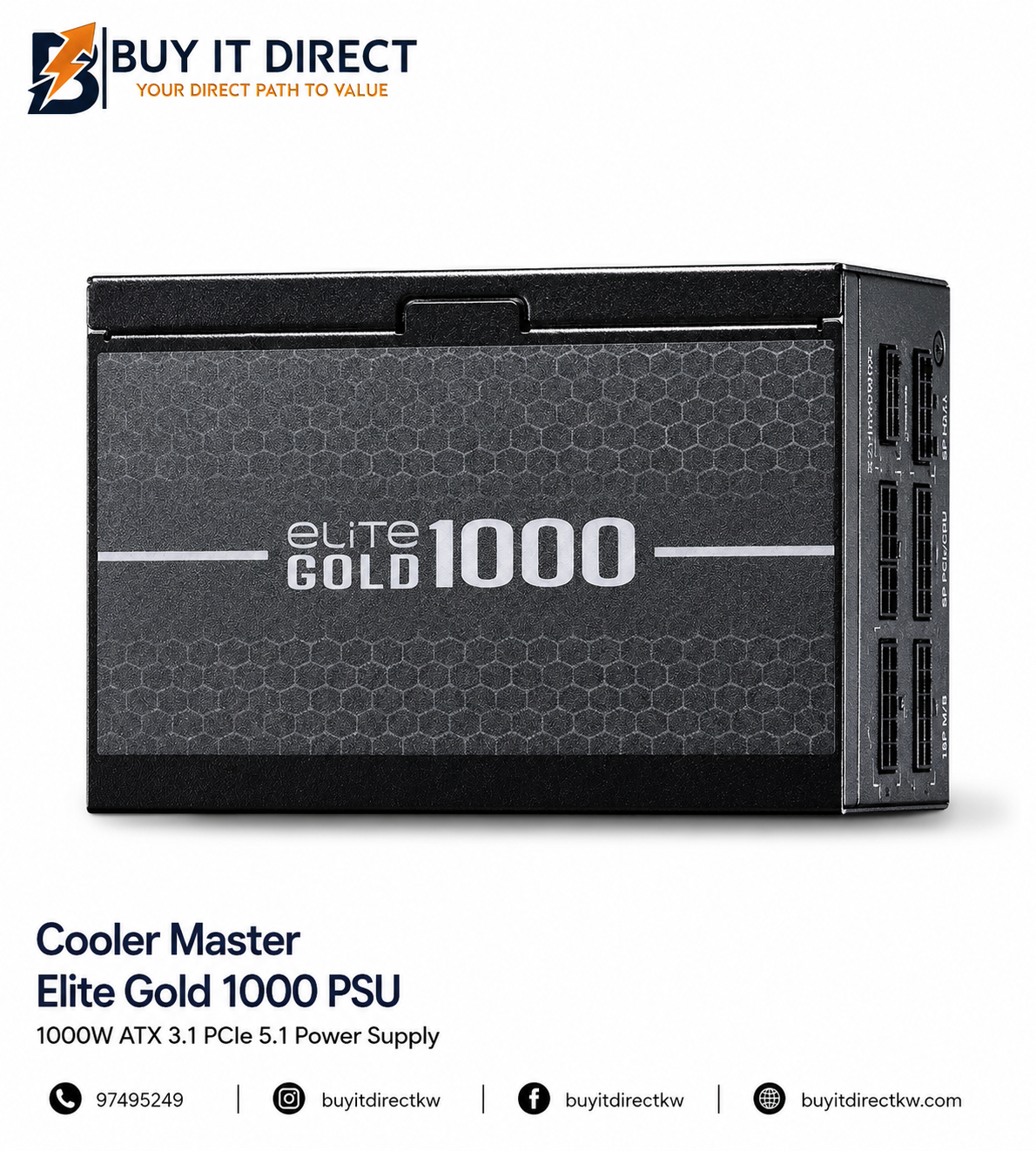 مزود طاقة كولر ماستر ايليت جولد 1000 واط ATX 3.1 PCIe 5.1