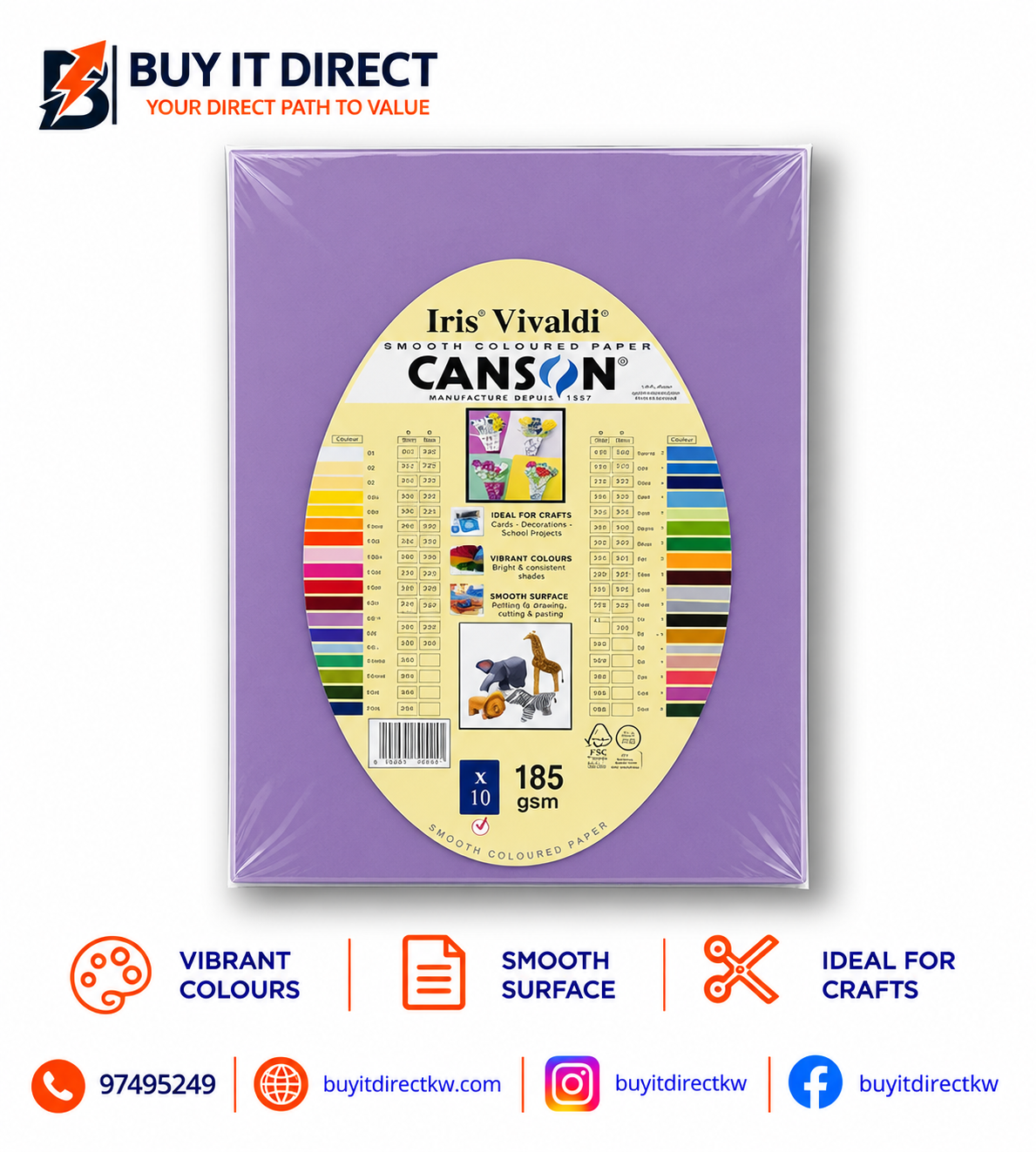 Iris Vivaldi Canson Paper A4 185 GSM 10 Sheets Lilac