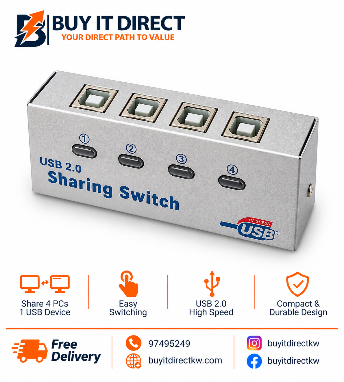 USB Printer Auto Switch 4 Port