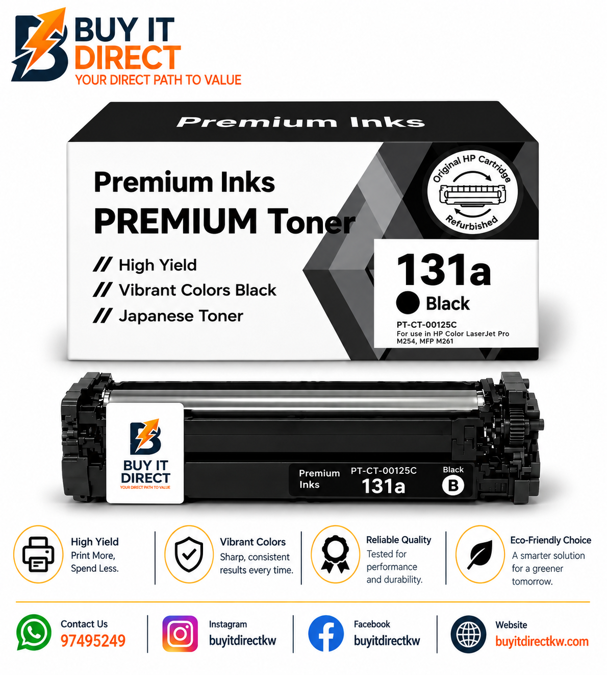 خرطوشة تونر Premium 131A أسود متوافقة لطابعات HP Color LaserJet