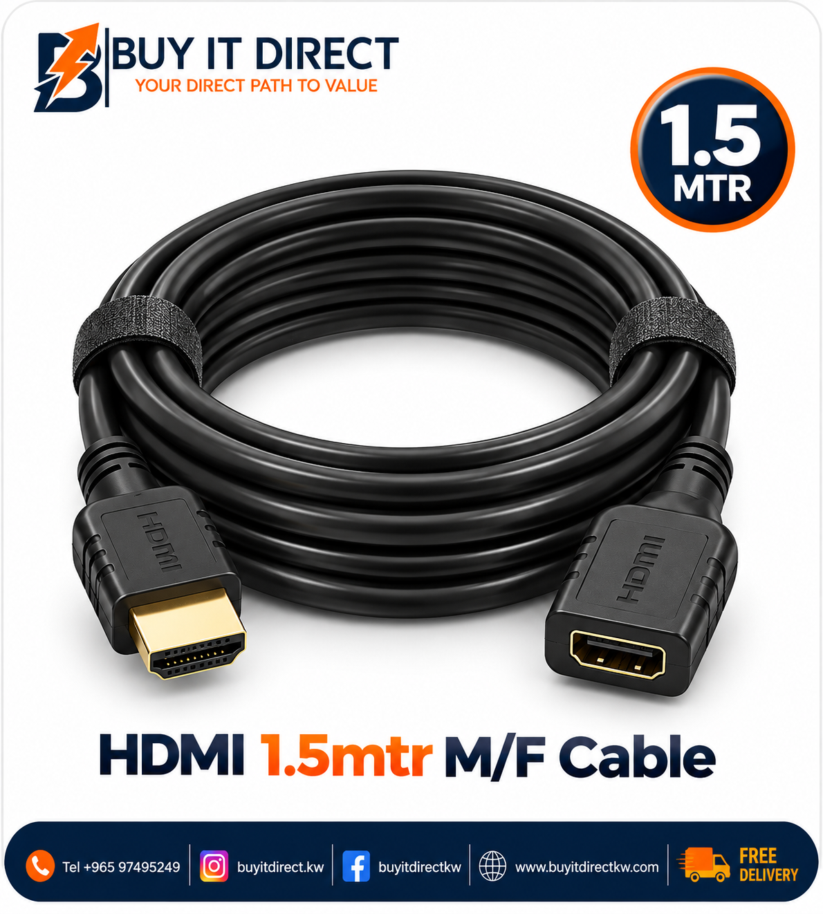 HDMI 1.5mtr Male Female Cable