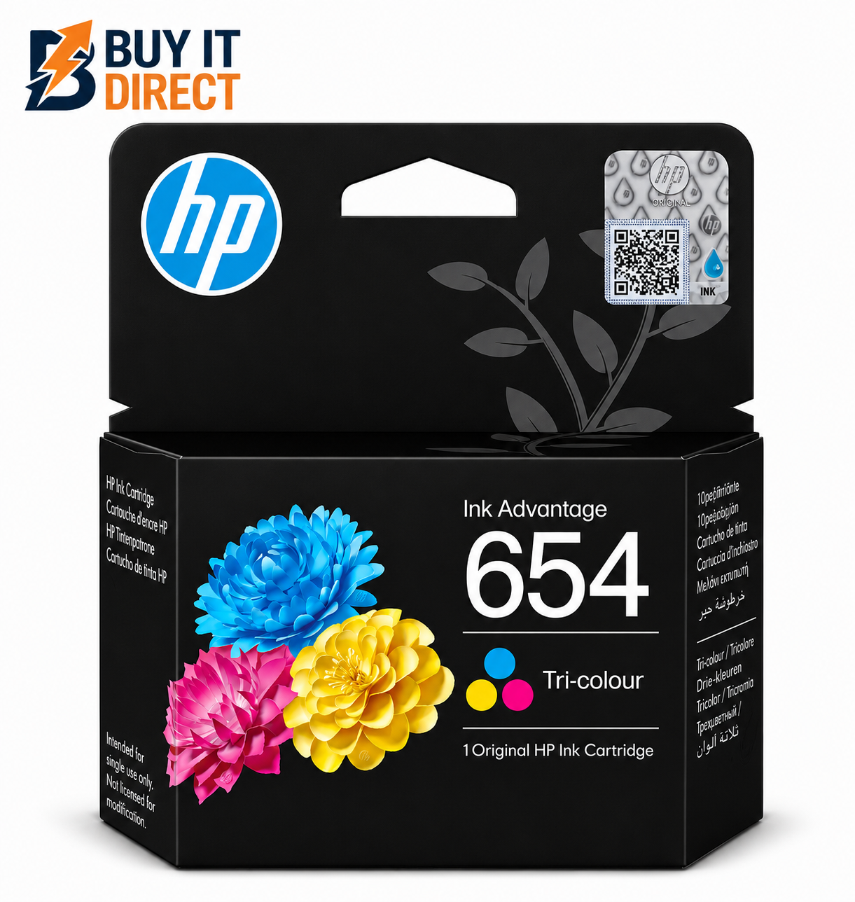خرطوشة حبر HP 654 الأصلية ثلاثية الألوان Ink Advantage