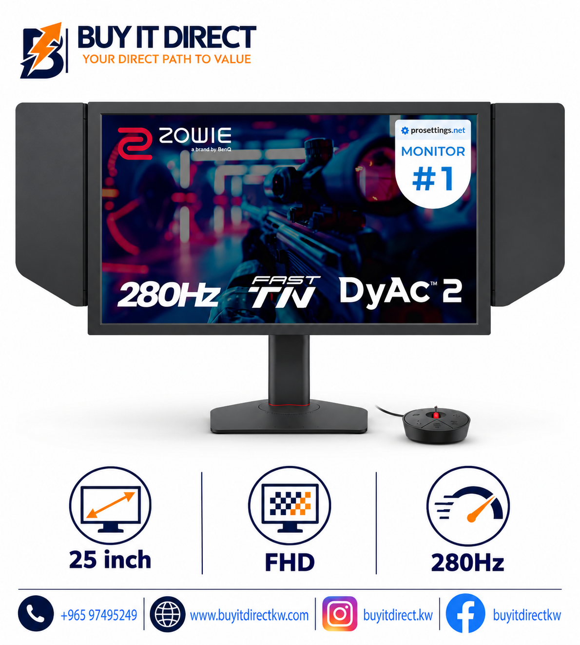 شاشة الألعاب BenQ ZOWIE XL2546X+ ‏25 بوصة FHD TN بتردد 280Hz