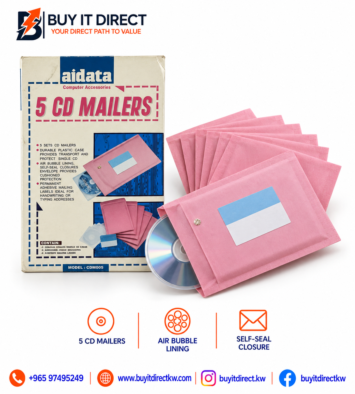 مجموعة مظاريف إرسال الأقراص المدمجة CD – 5 قطع
