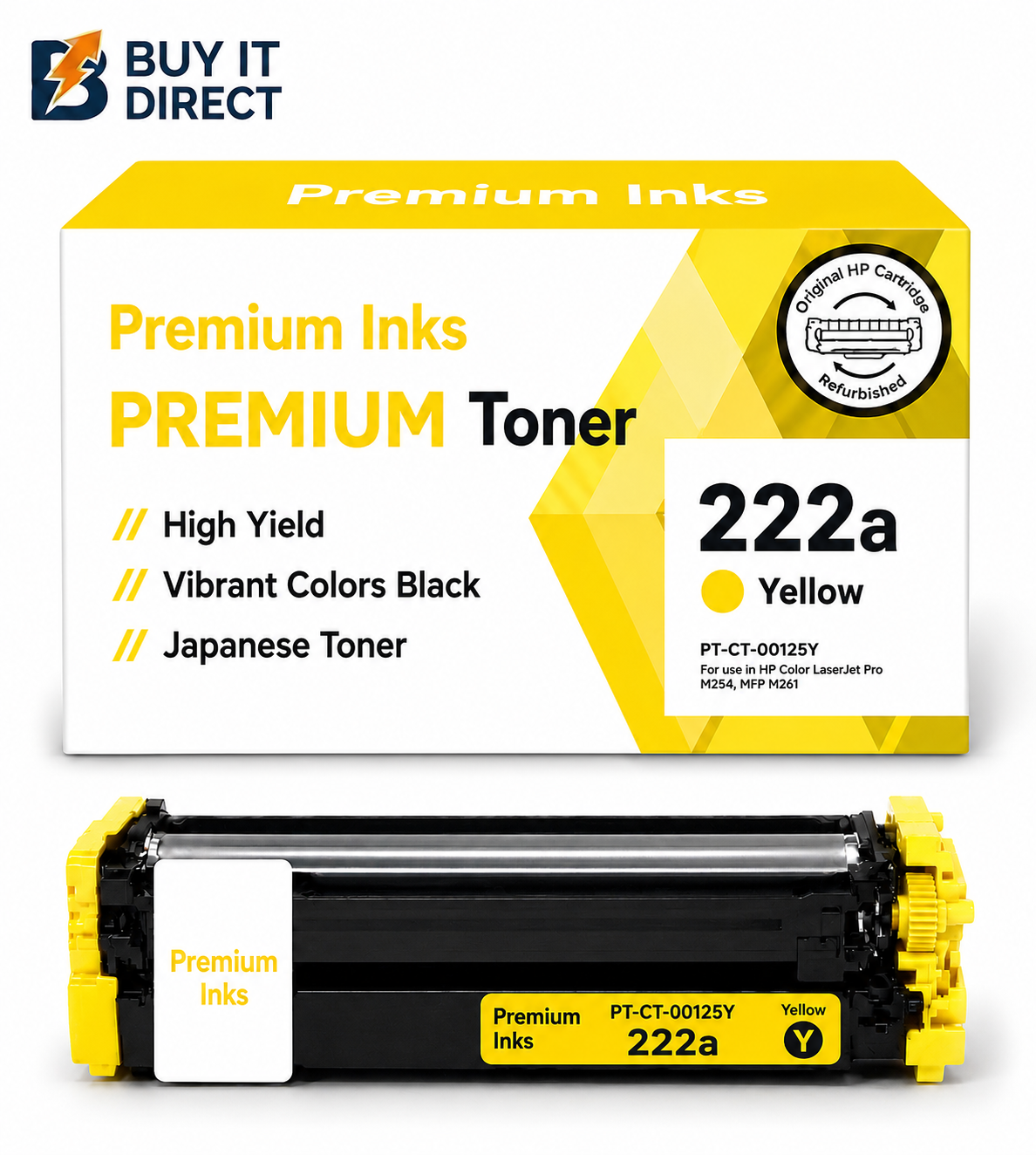 Premium 222a Yellow Compatible Toner Cartridge for HP Color LaserJet Printers