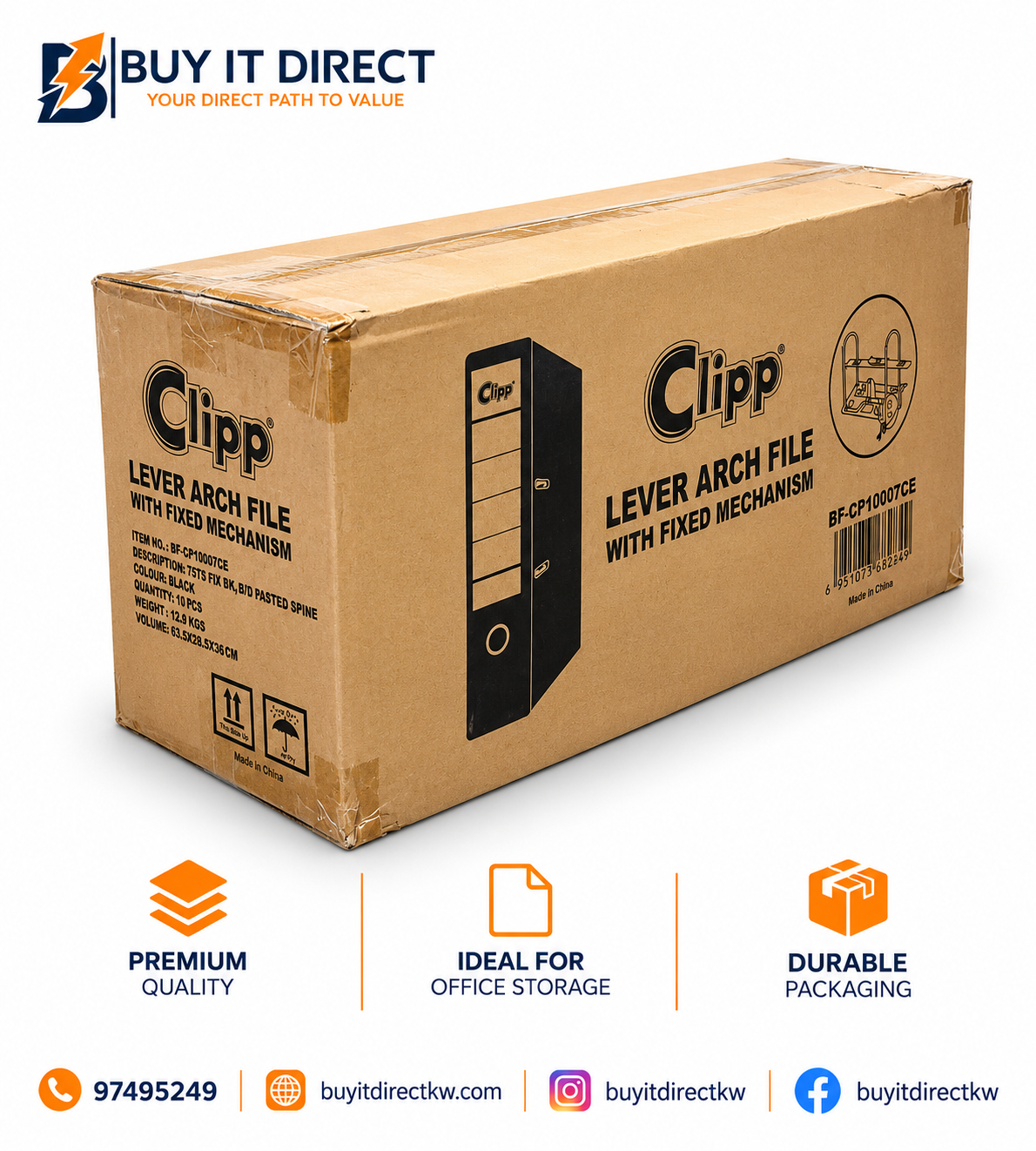 CLIPPS Box File Black Pack of 30