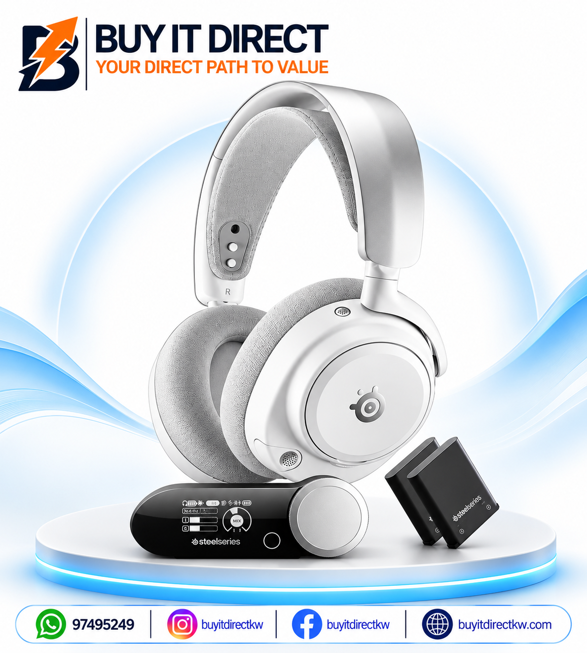 SteelSeries Arctis Nova Pro Omni Wireless Gaming Headset – White – PC, PlayStation, Xbox