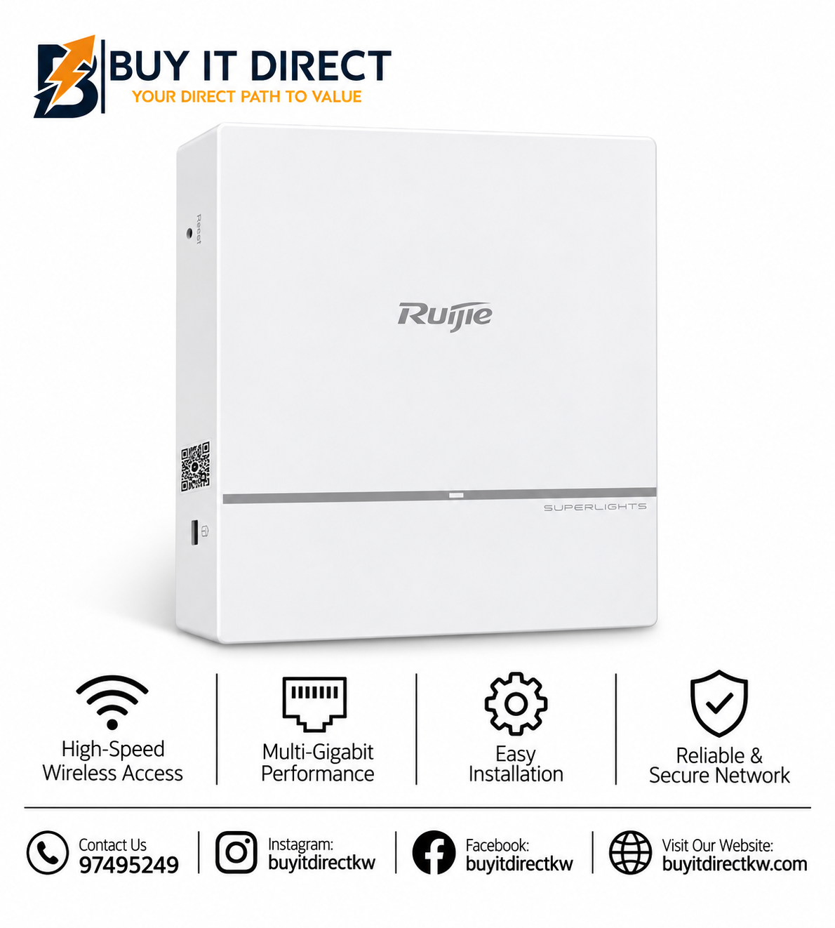 Ruijie RG-AP820-L Wi-Fi 6 Dual Band Indoor Wireless Access Point RG-AP820-L
