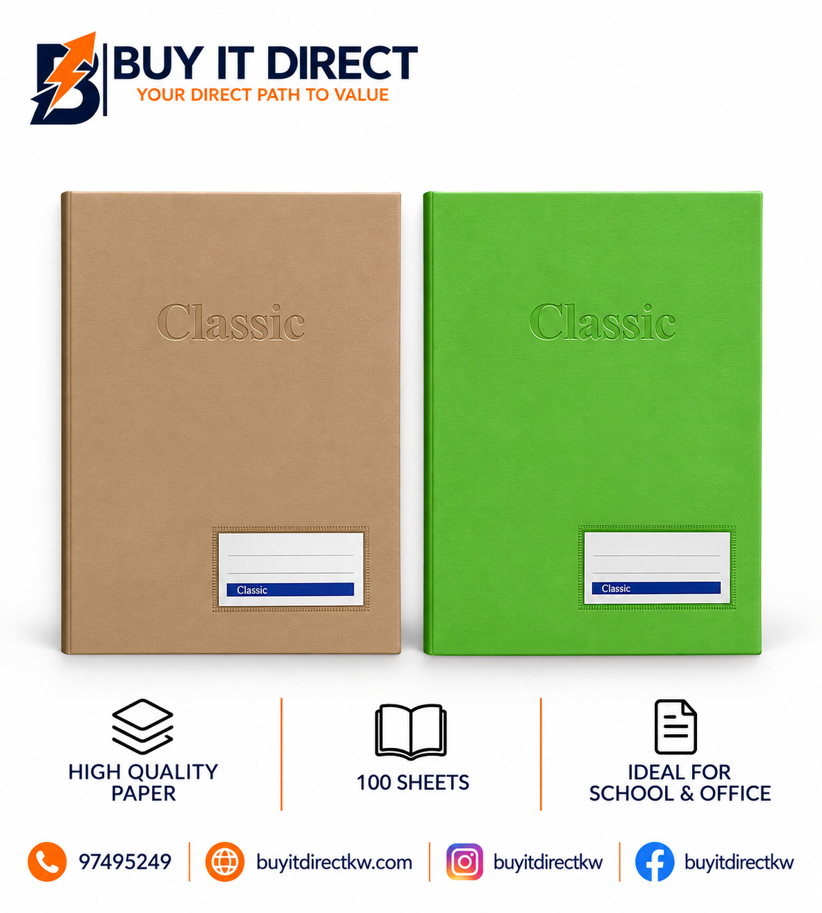 Classic Arabic Ruling Notebook 10x8 Inch 60 Sheets