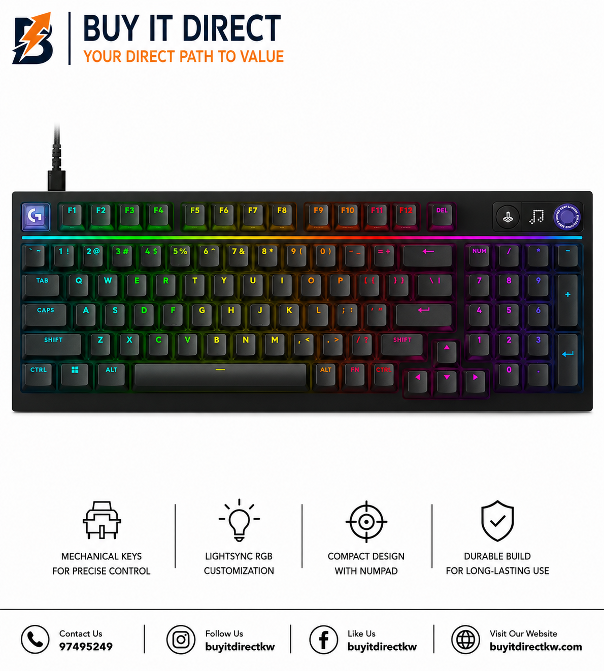 Logitech G316 X 98 Wired Mechanical Gaming Keyboard Tactile Black