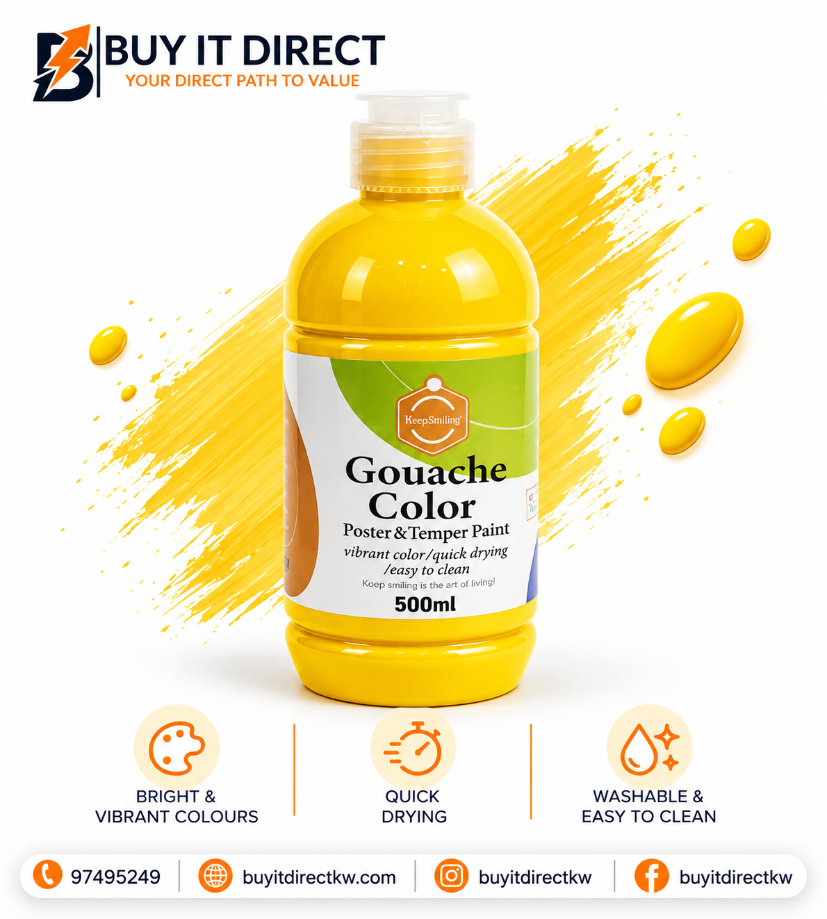 Gouache Color 500 ml Yellow
