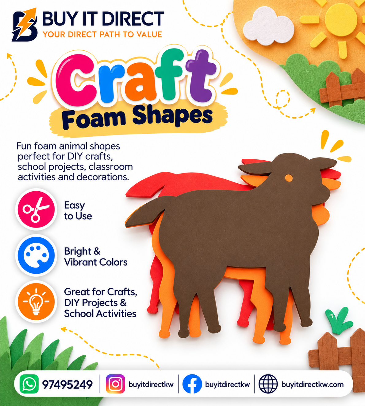 Cow Shaped Foam Pack of 3
