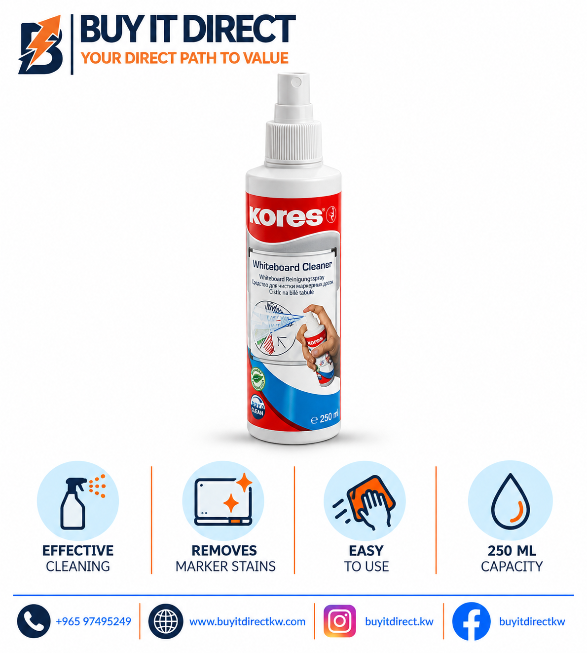 Kores Whiteboard Cleaner 250ml