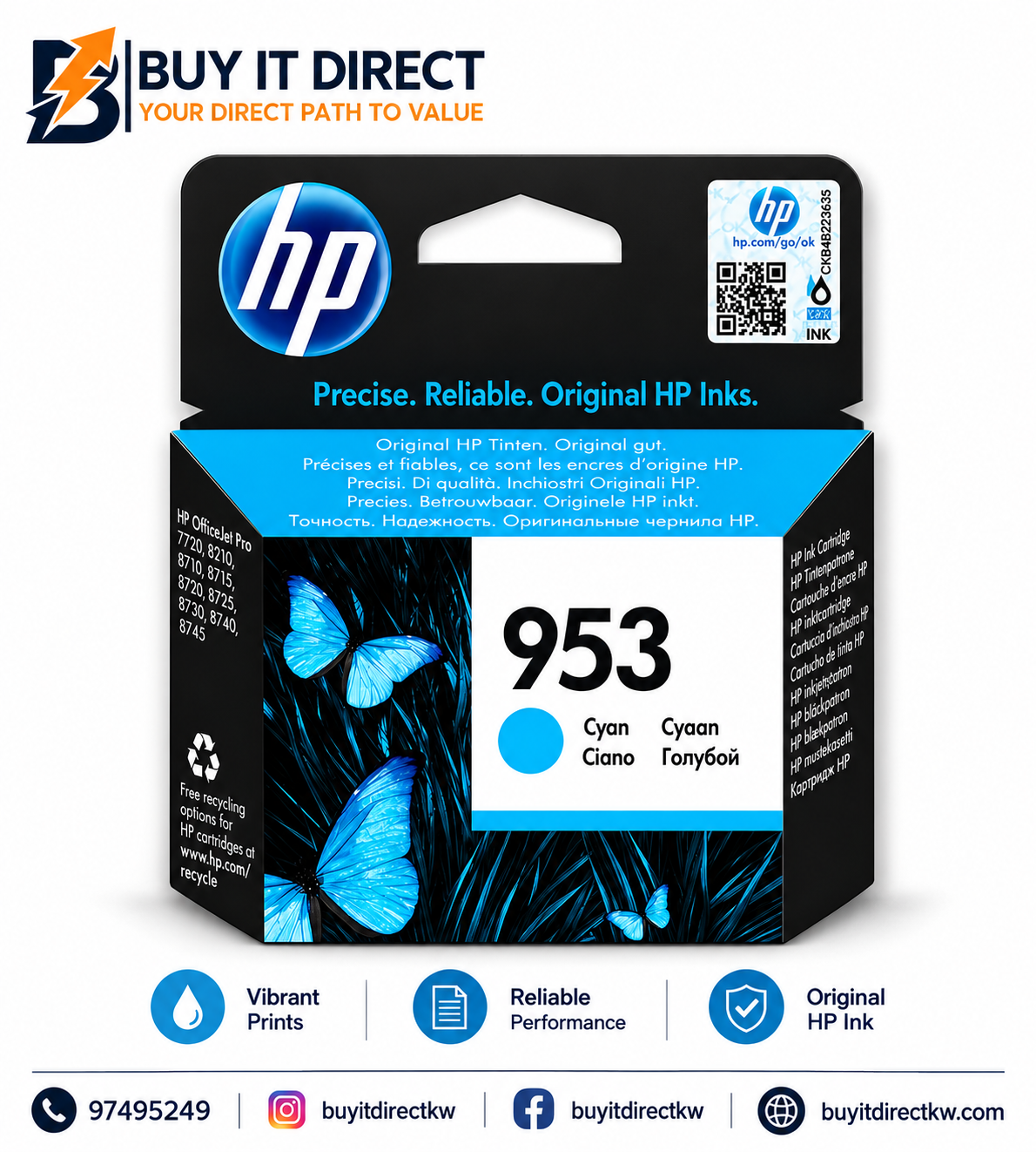 خرطوشة حبر HP 953 سماوي أصلية