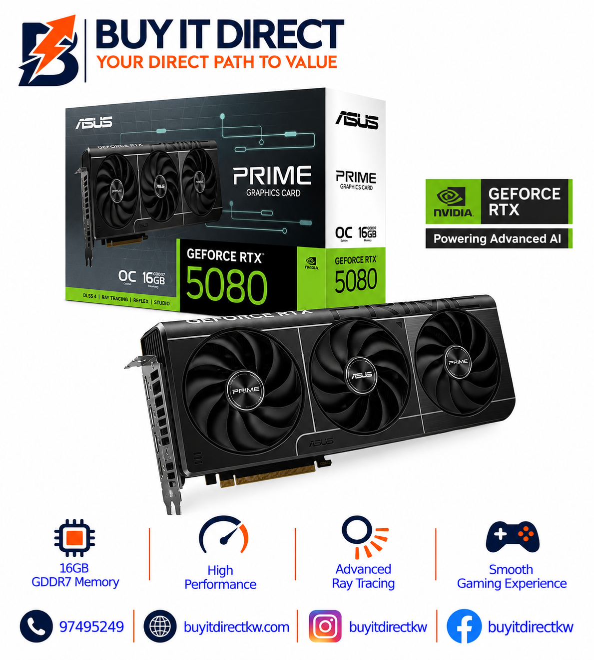ASUS PRIME GeForce RTX 5080 OC Edition 16GB Graphics Card