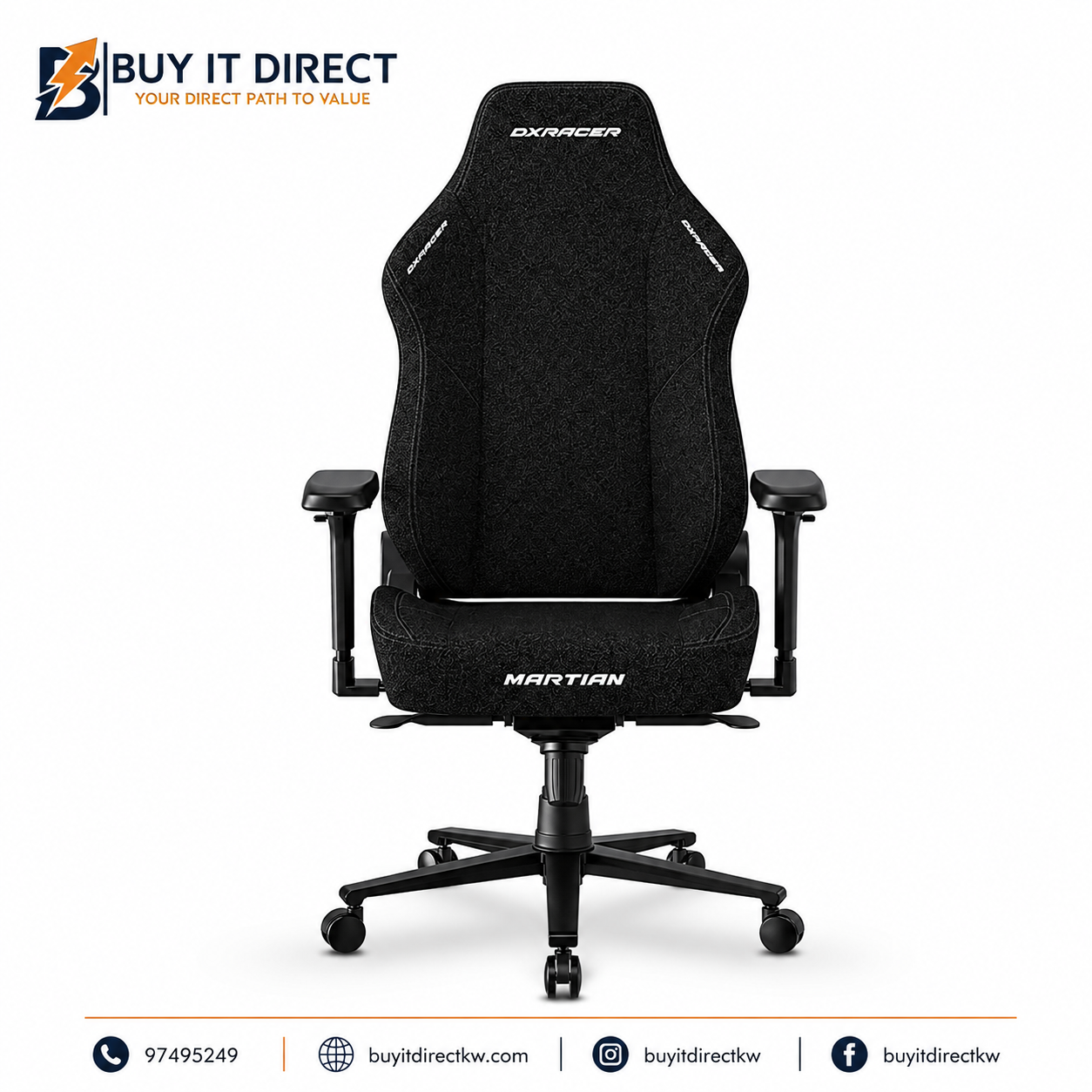 كرسي العاب DXRacer Martian ذكي كهربائي مع مساج اسود قماش