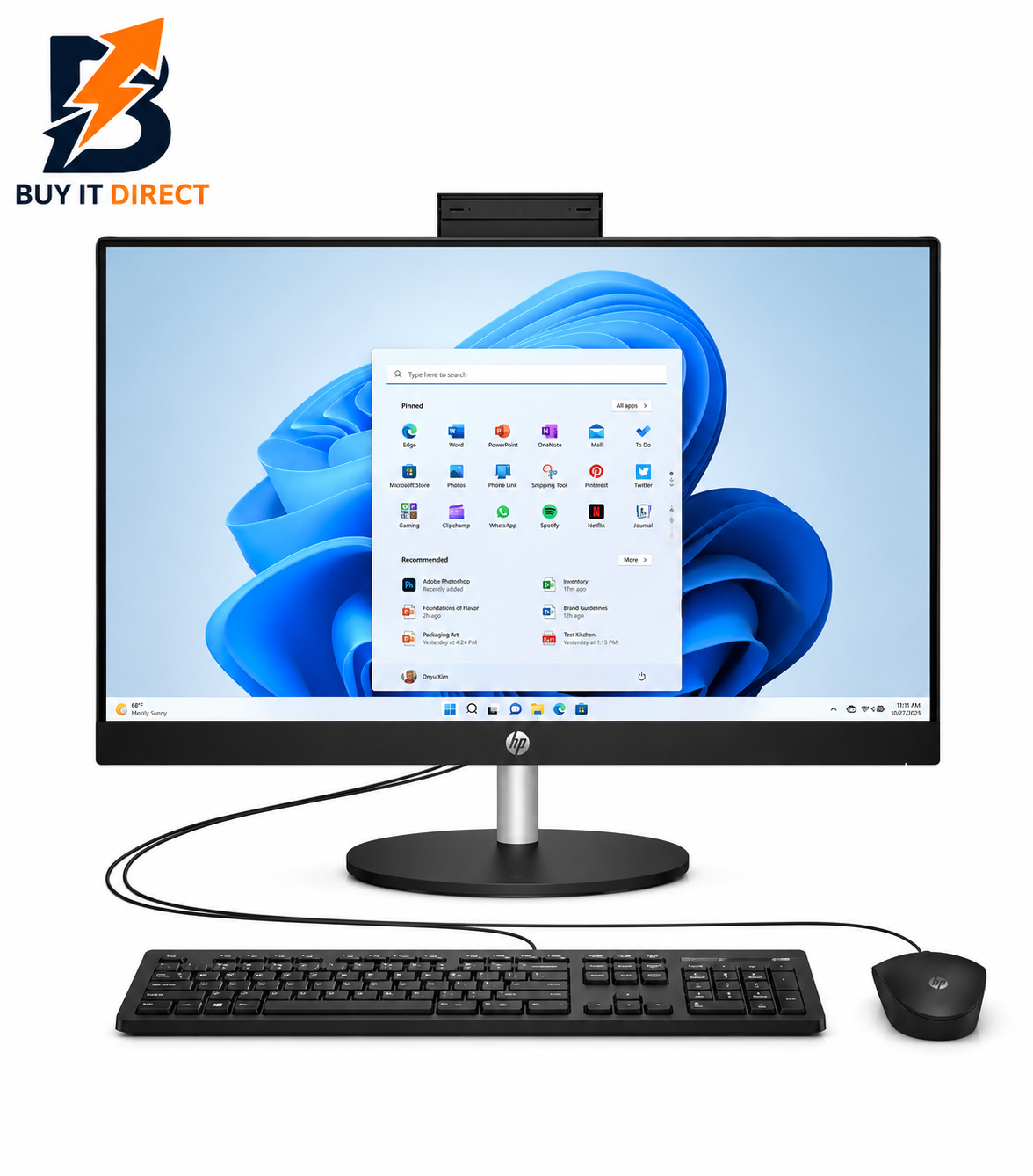 HP 27-CR0024NE AIO PC - i5 / 8GB / 512GB (NVMe M.2 SSD) / 27" FHD Non-Touch / DOS (Without OS) / 1YW / Jet Black - Desktop