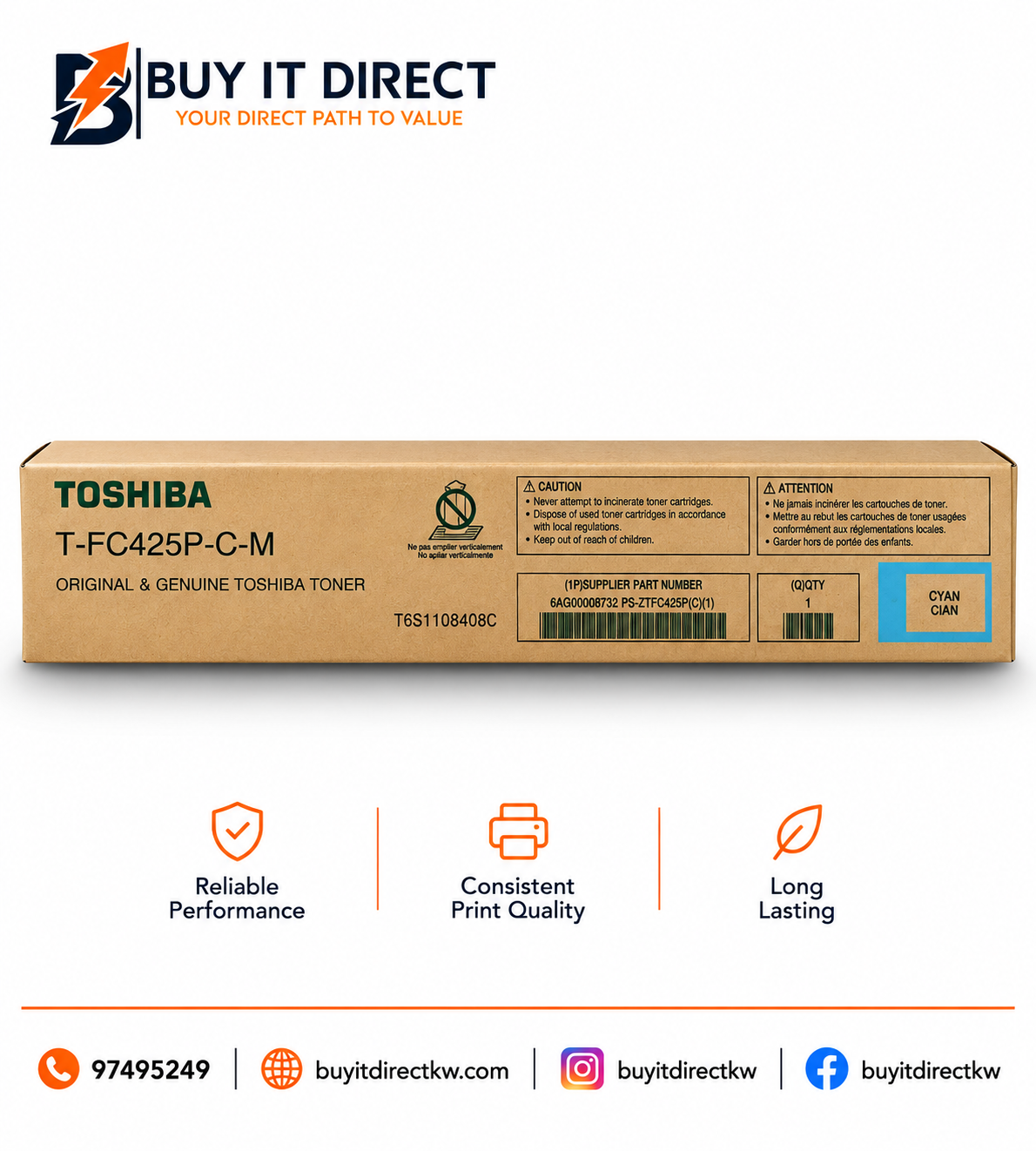 خرطوشة تونر سماوي أصلية Toshiba TFC425
