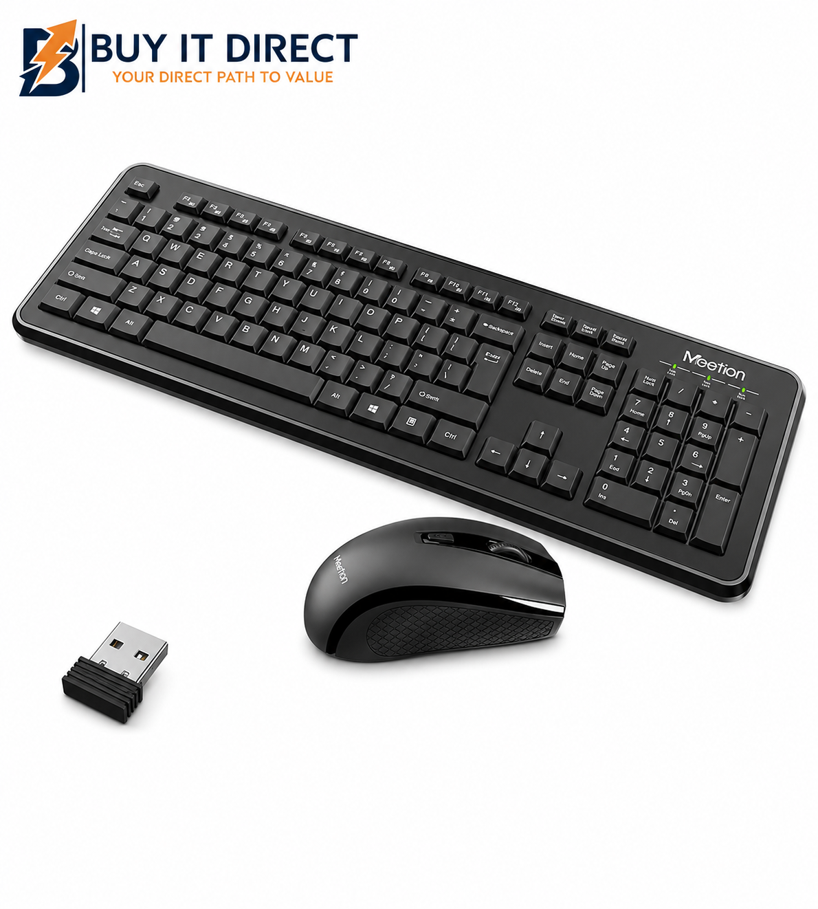 Meetion C4120 Wireless Combo Keyboard & Mouse, Black