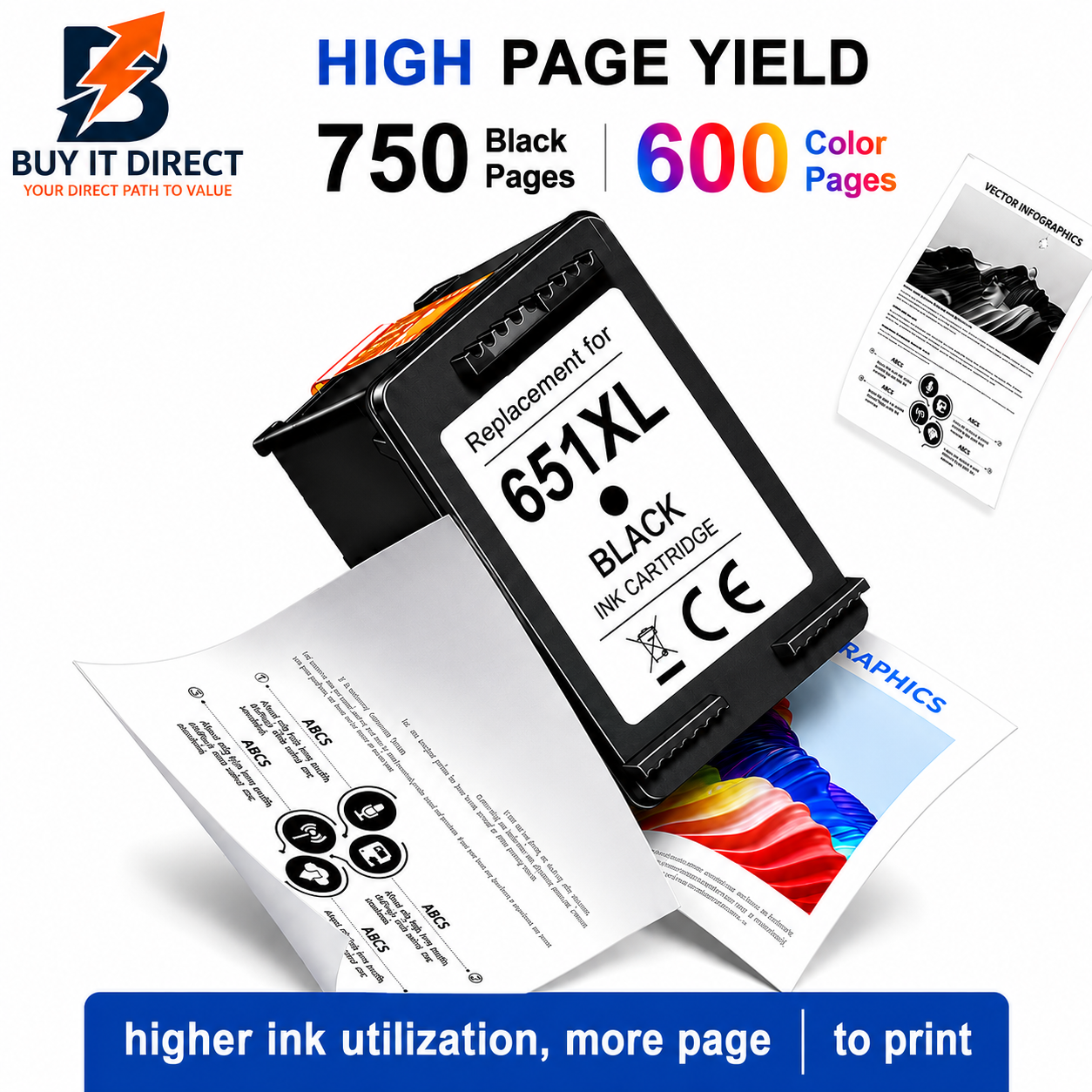 Premium Ink for HP 651xL Black