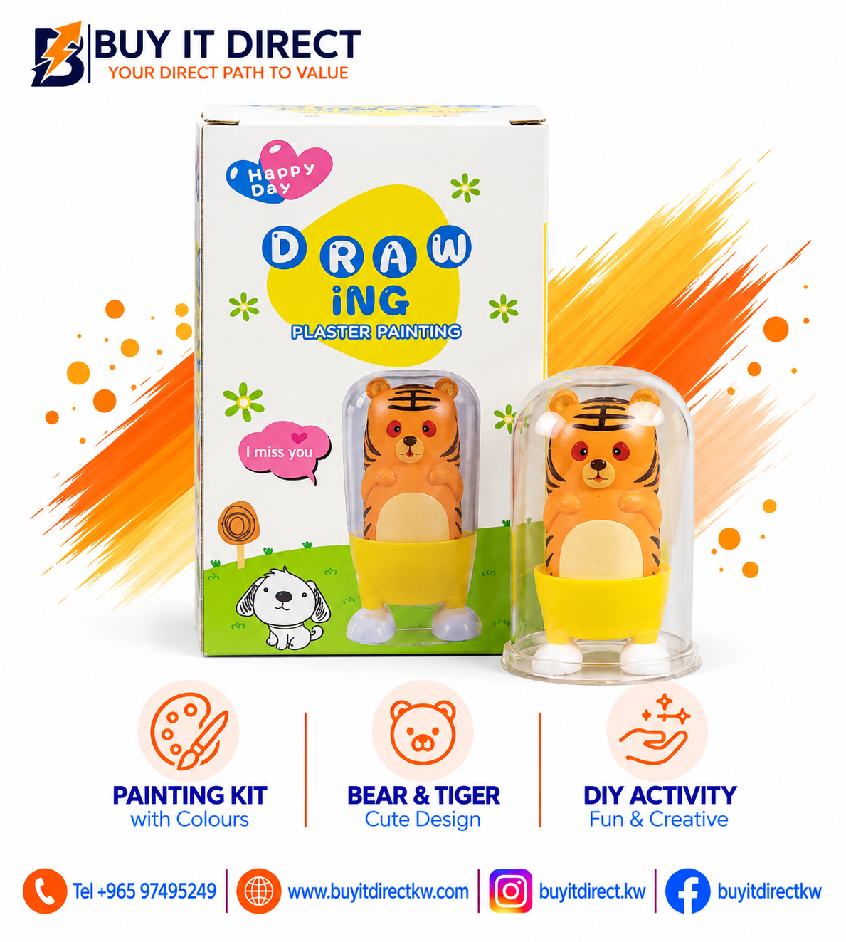 Drawing Plaster Painting – Bear & Tiger