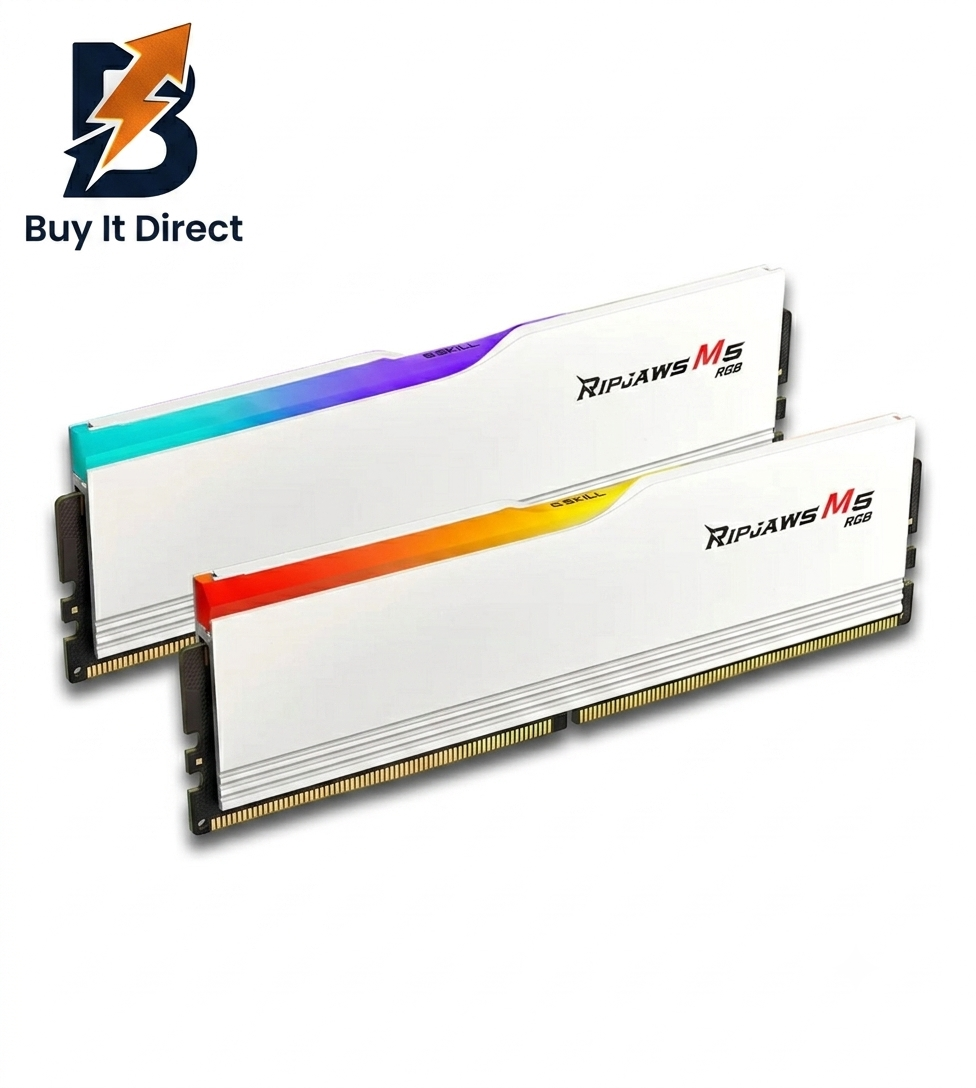 GSKILL 64GB DDR5 6000MHz RAM Ripjaws M5 RGB, (32GB x2) Kit CL30, White