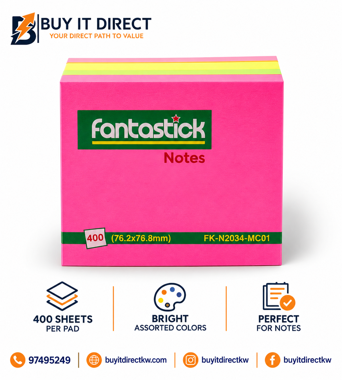 Fantastick 400 Notes Neon 76.2 x 76.2 mm