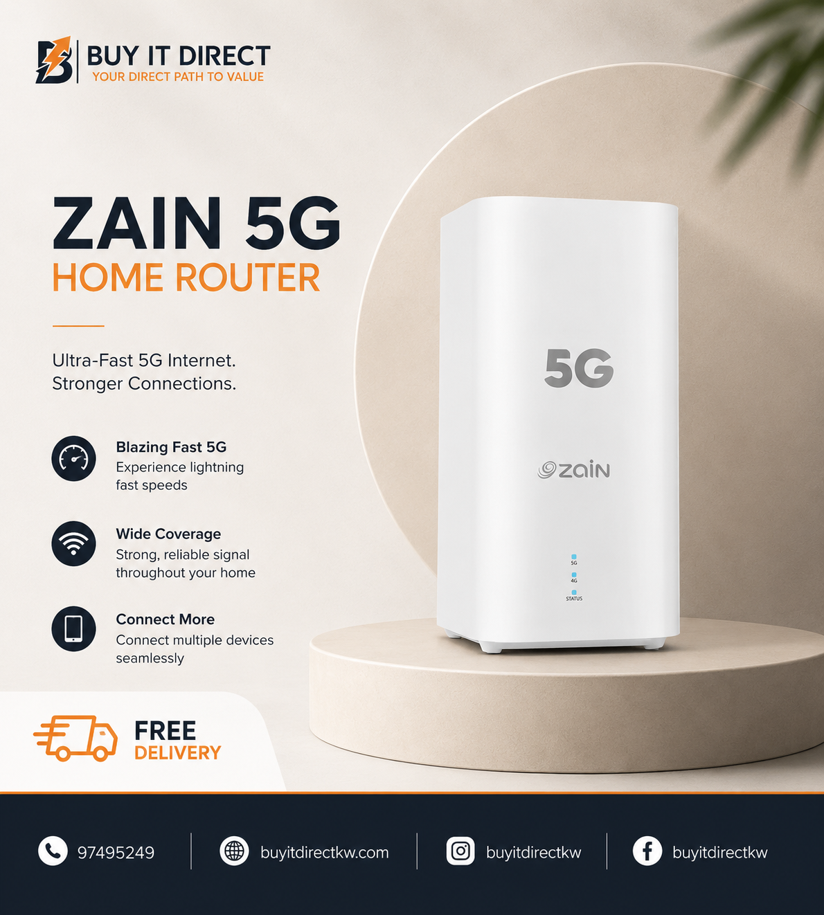 Zain Huawei CPE Pro 6 H165 383 5G WiFi 7 Router Up to 11.7Gbps