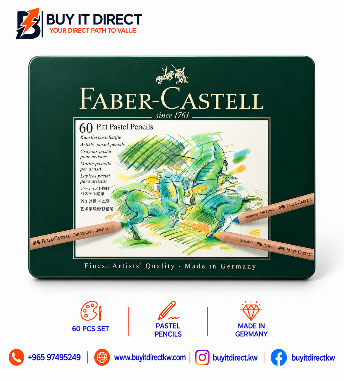 Faber-Castell Pitt Pastel Pencils – 60 Pcs