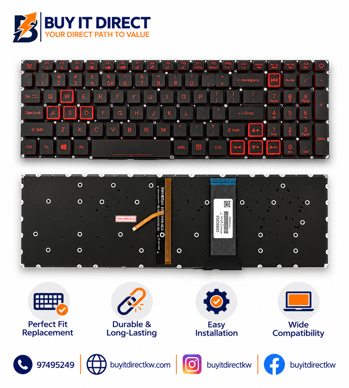 لوحة مفاتيح لابتوب ACER Nitro 5 وPredator Helios 300 متوافقة مع سلسلة VX5 وAN515 وAN515 51 وG3 571