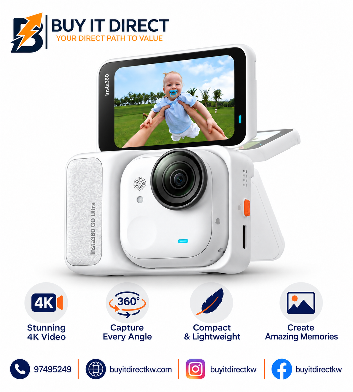 Insta360 GO Ultra 4K Standard Bundle Arctic White