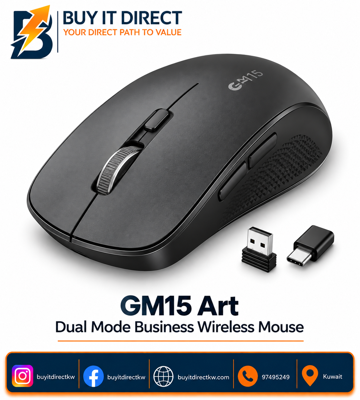ماوس GM15 Art لاسلكي للأعمال بوضع اتصال مزدوج