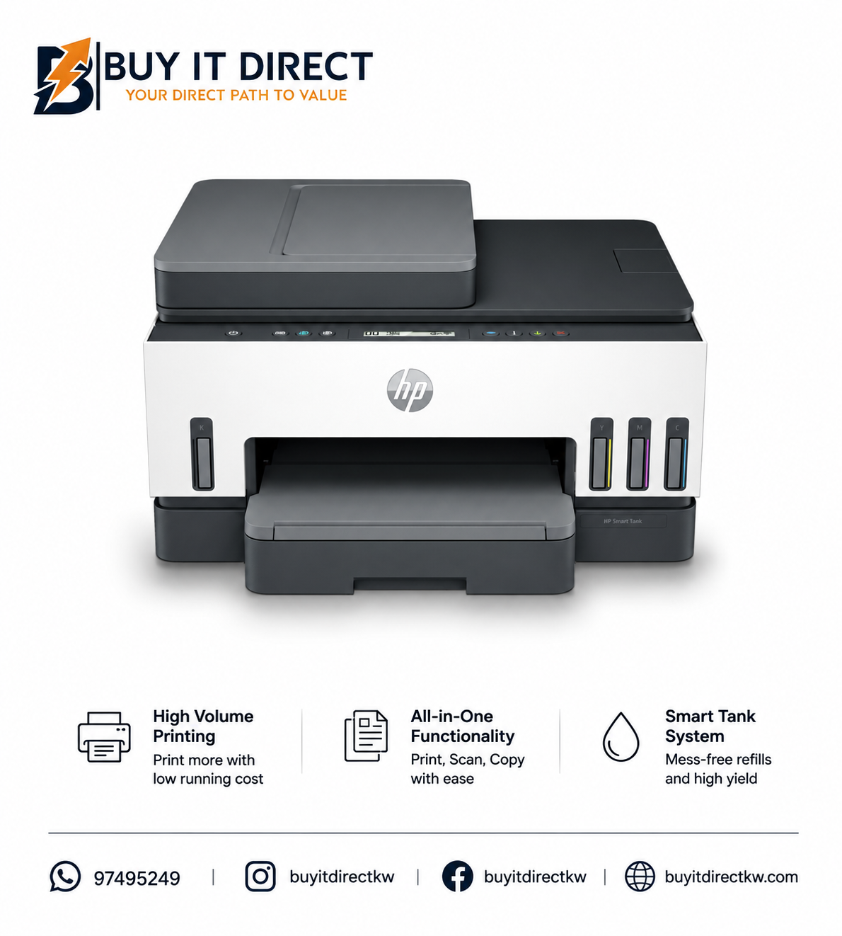 طابعة HP Smart Tank 750 متعددة الوظائف بخزان حبر