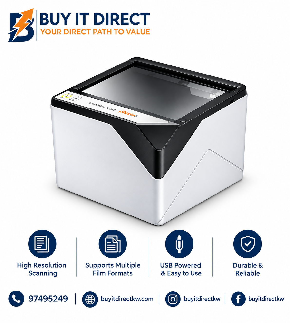 Plustek SecureScan X Cube ID and Card Scanner with UV IR Authentication