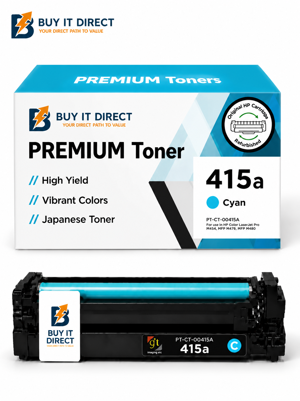 Premium 415a Cyan Compatible Toner Cartridge for HP Color LaserJet Printers