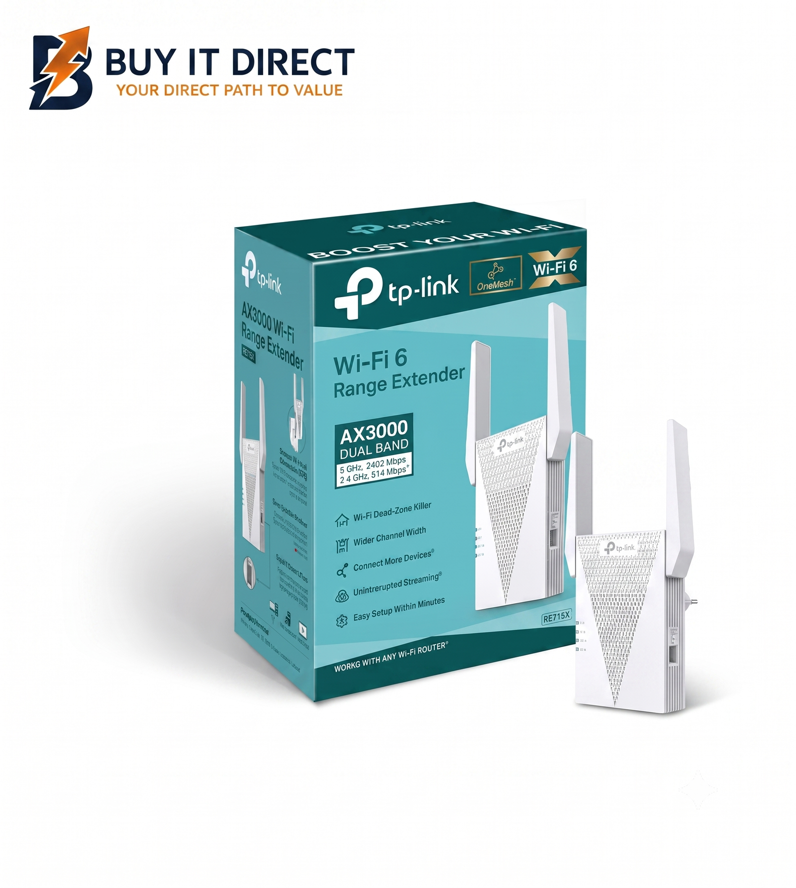 TP-Link RE715X AX3000 Mesh WiFi 6 Range Extender