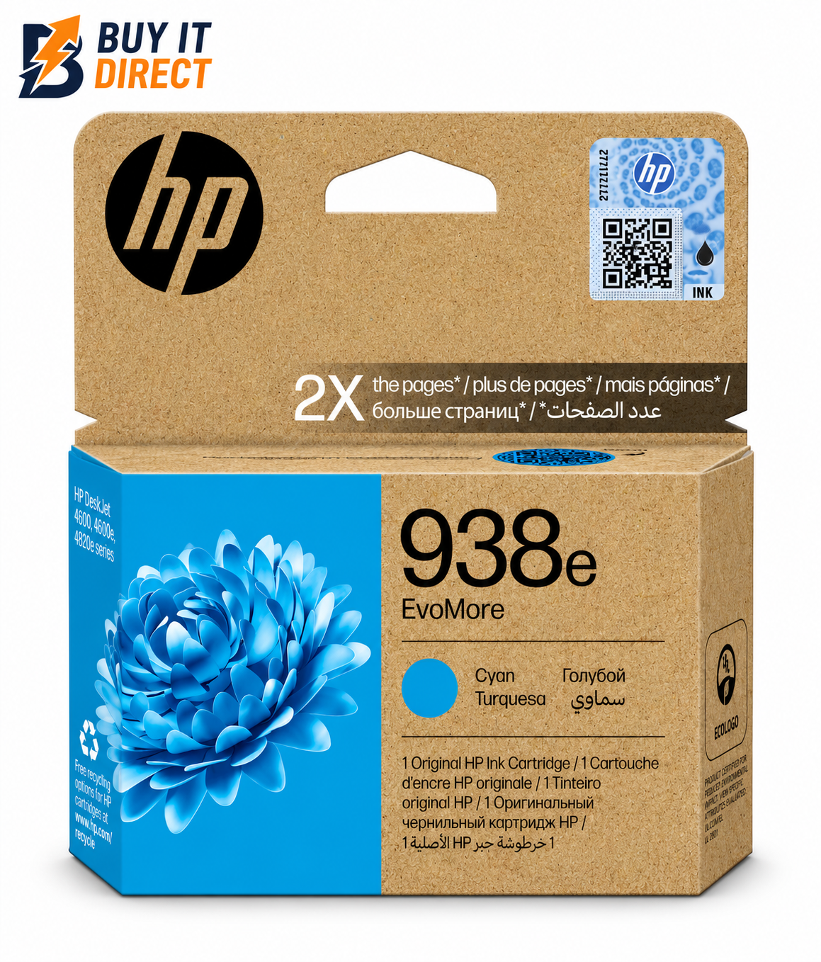 HP 938e XL EvoMore سماوي أصلي خرطوشة حبر