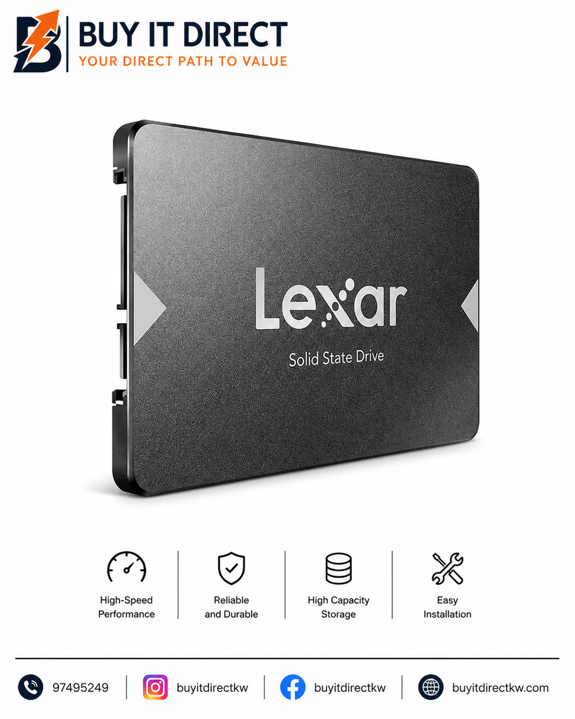Lexar NS100 512GB SATA III 2.5" SSD – 550MB/s
