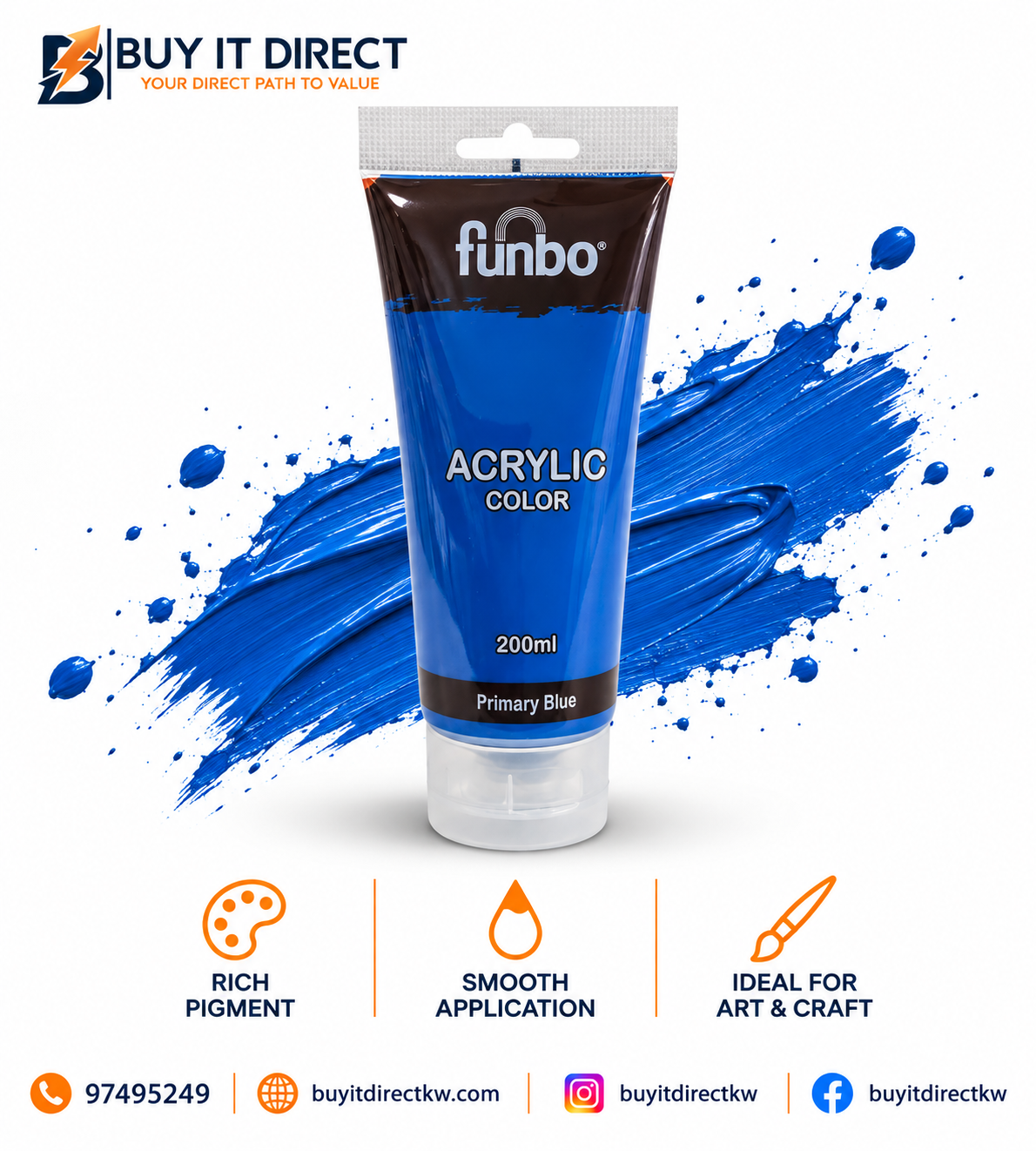 Acrylic Color Paint 200 ml Primary Blue