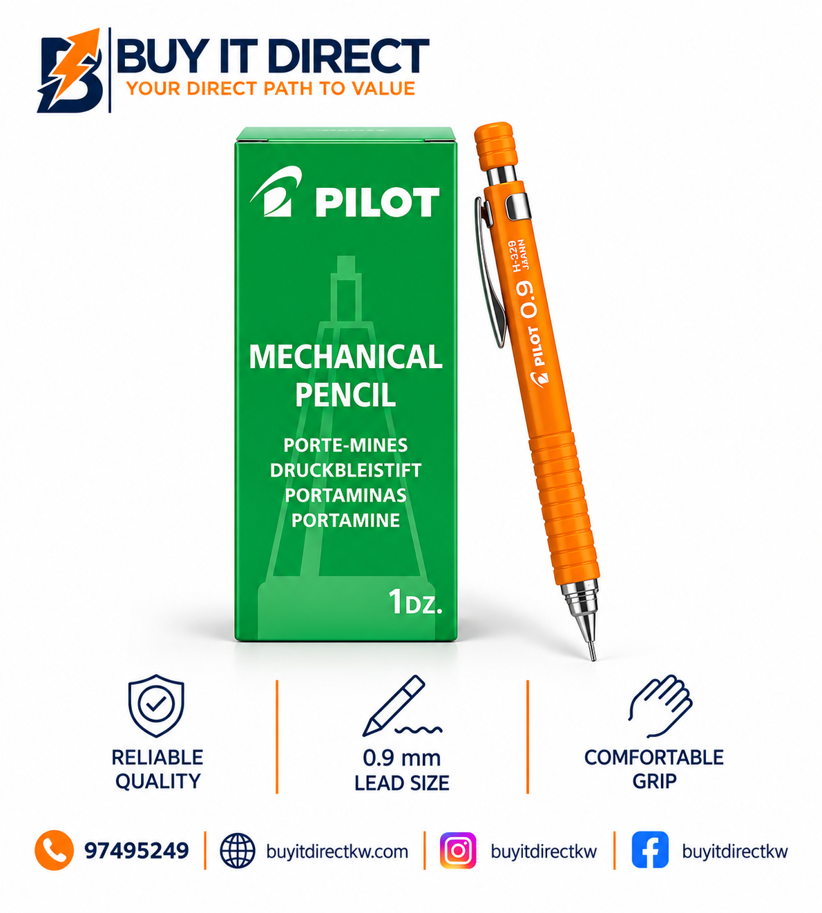 Pilot Mechanical Pencils H-329-O 12 Pieces