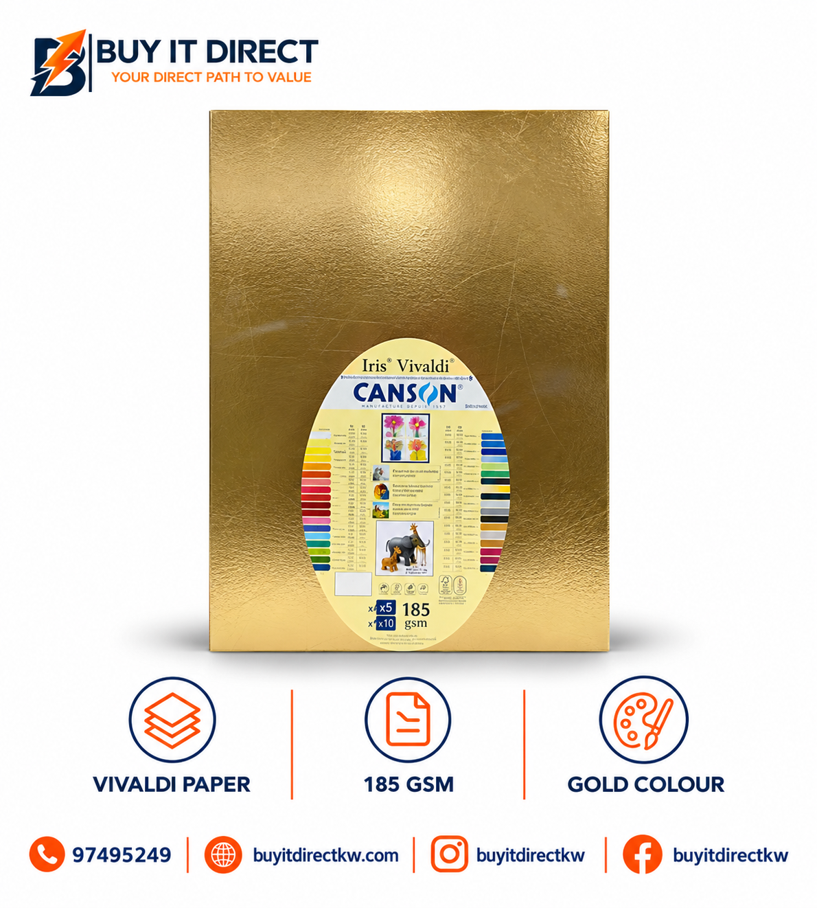 Canson Iris Vivaldi Paper 185 GSM Gold 5 Sheets