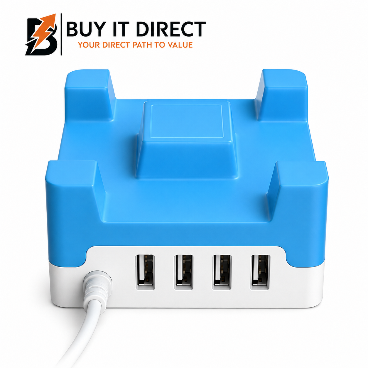 ORICO Smart Desktop Charger 4 Port USB 20W with Phone and Tablet Stand Blue White