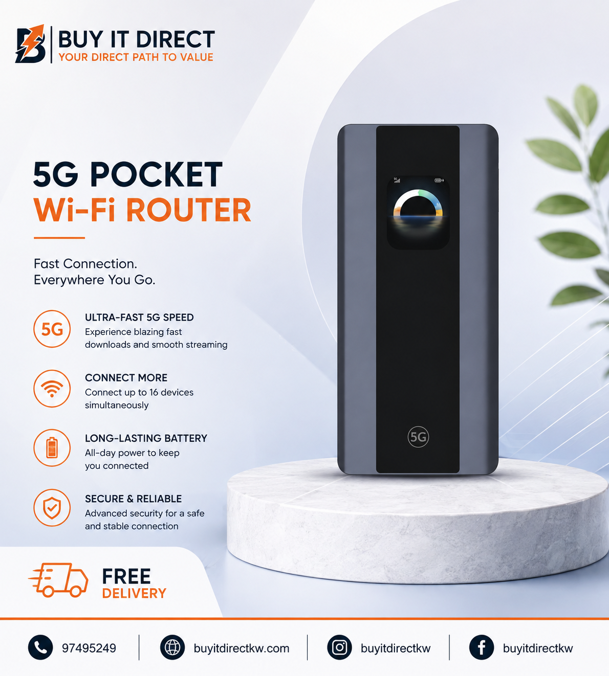 راوتر أوريدو هواوي MiFi Pro 5 E6888 982 اللاسلكي المحمول باللون الرمادي