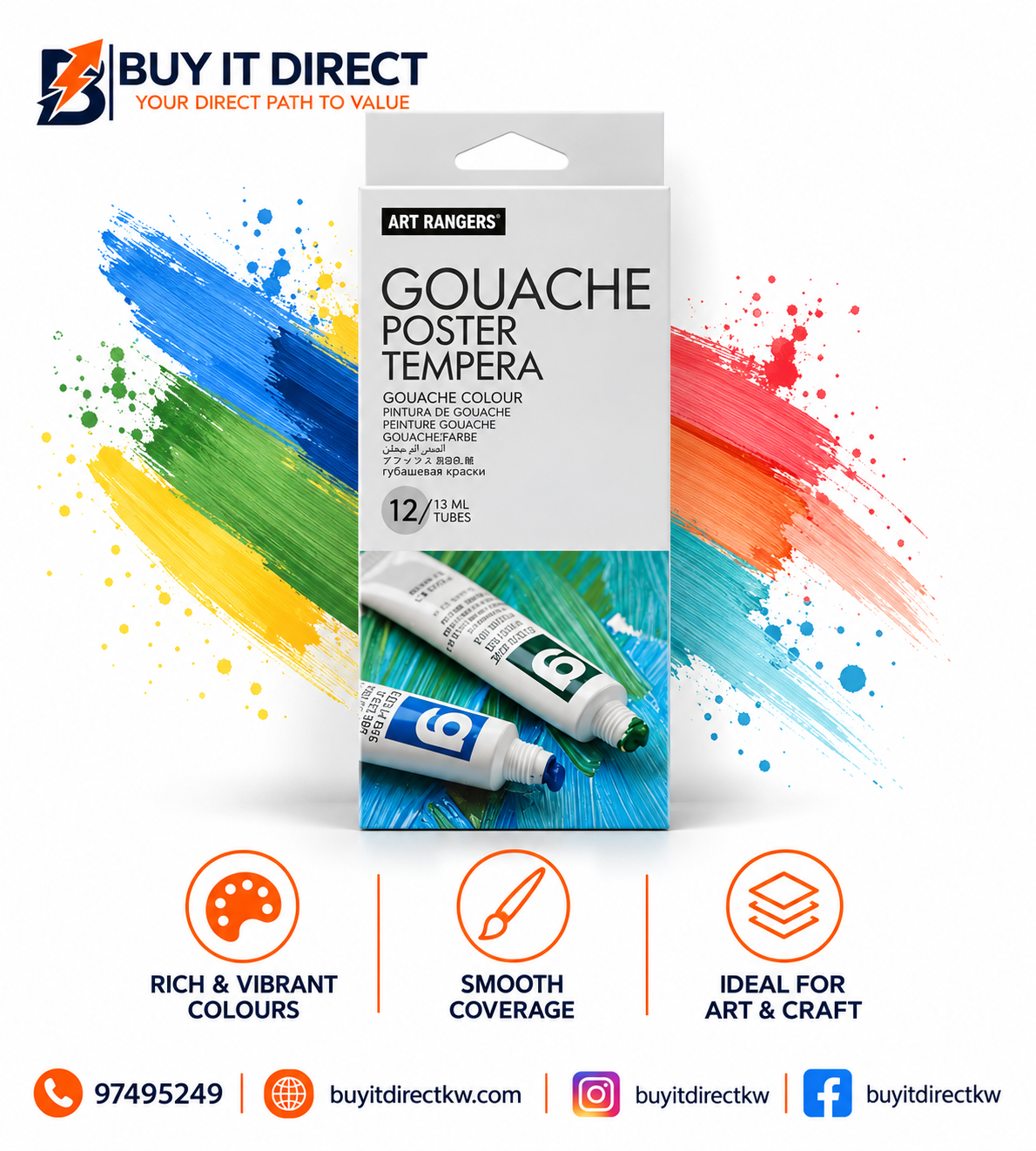 Art Rangers Gouache Colour 12 Tubes