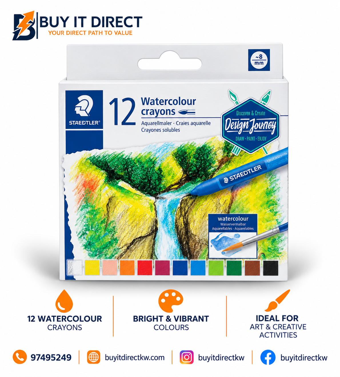 STAEDTLER 12 Watercolour Crayons