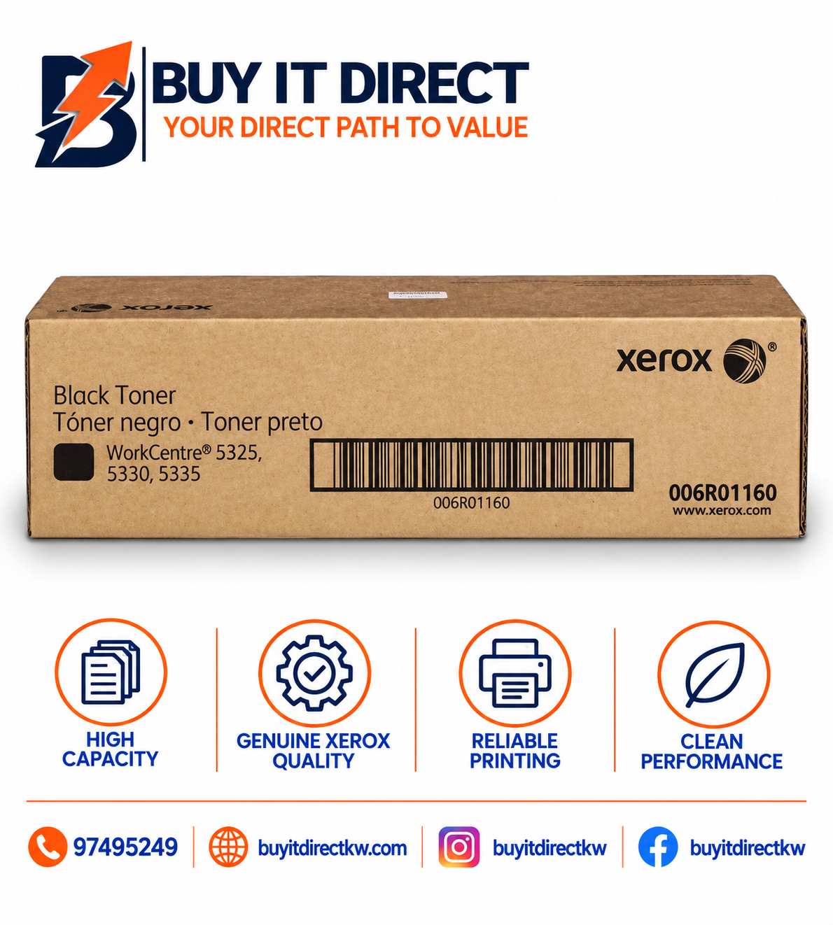 خرطوشة تونر أسود Xerox 5325 رقم 006R01160 لأجهزة WorkCentre 5330