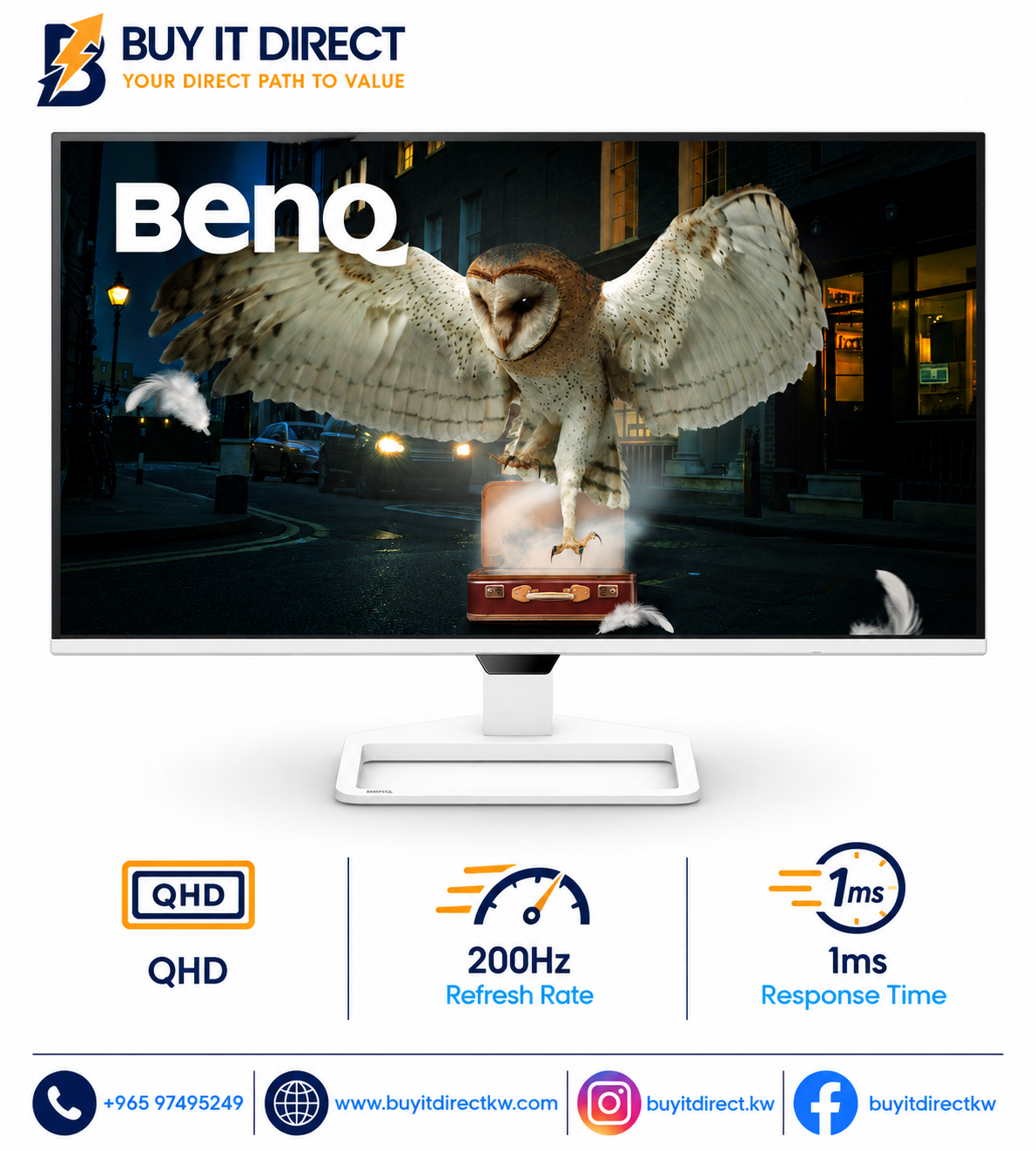 BenQ EW270Q 27in QHD 200Hz 1ms USB-C IPS HDR Gaming Monitor