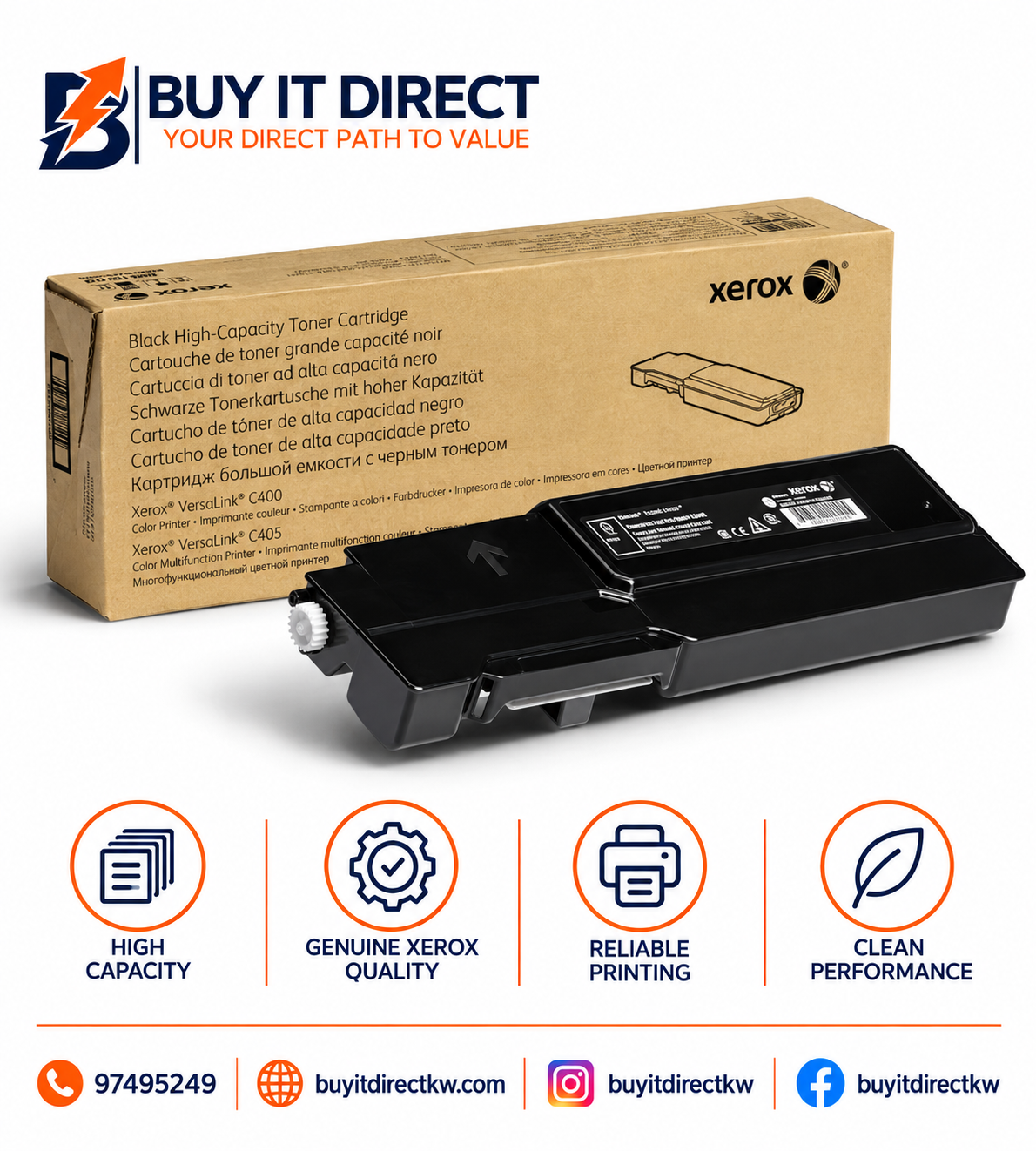 خرطوشة تونر أسود Xerox 106R03508 قياسية السعة لأجهزة VersaLink C400 وC405
